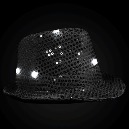 Endless Games LED Flashing Fedora Hat with Sequins, Black EN3332178